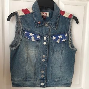 Levi patriotic jean vest.